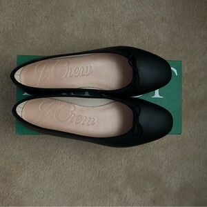NIB Women's J.Crew Leather Maeve Ballet Flats Shoes Size 8 in Black